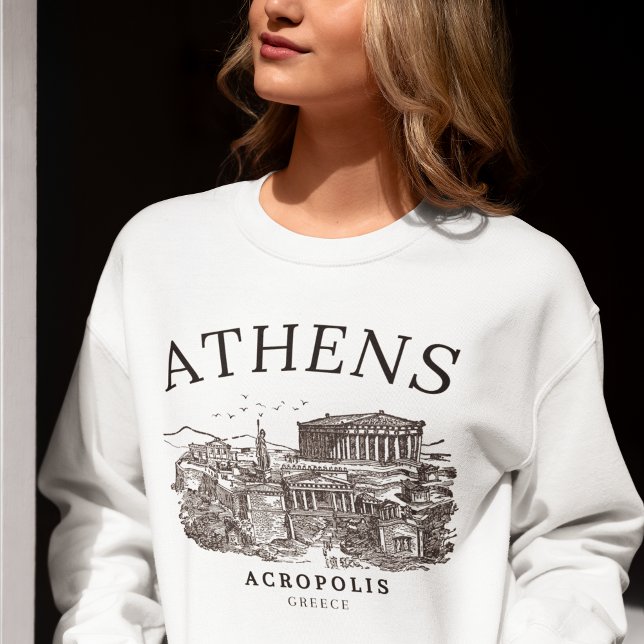 Ancient Athens Acropolis Retro View Sweatshirt (Creator Uploaded)