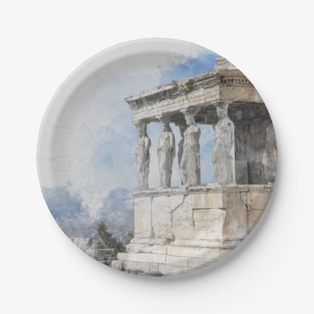 Ancient Athens Greece Ruins Paper Plates  (Front)