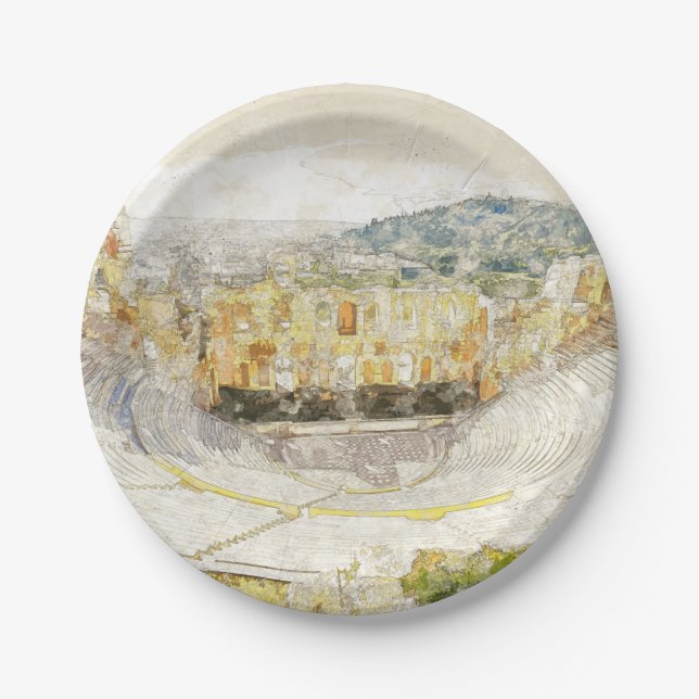 Ancient Athens Theater Paper Plates – Greece  (Front)