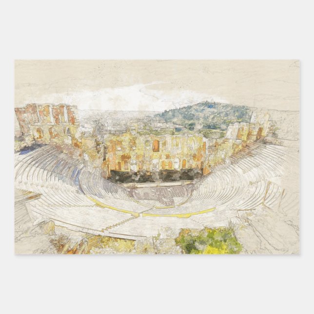 Ancient Athens Theater Wrapping Paper – Landmark (Front)