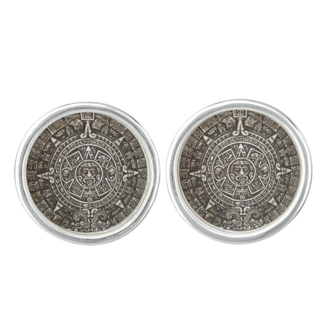 Ancient Aztec Calender Cuff Links (Front)