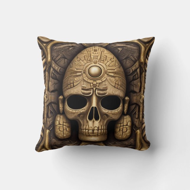 Ancient Aztec & Celtic Abstract mixed symbols  Throw Pillow (Back)
