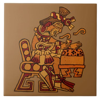 Ancient Aztec Codex Tile by VintageFactory at Zazzle