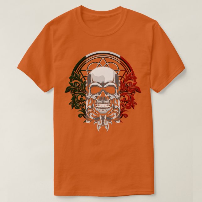 Ancient Aztec King Mexican Skull T-Shirt (Design Front)
