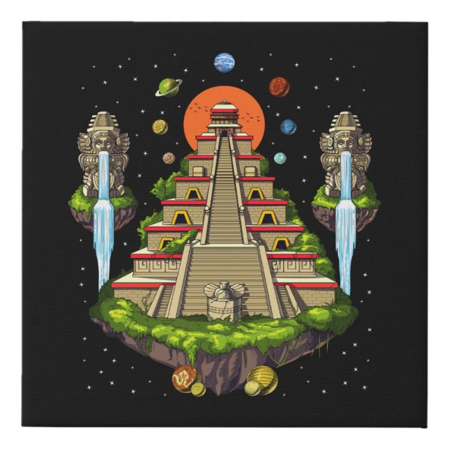 Ancient Aztec Pyramid Faux Canvas Print (Front)