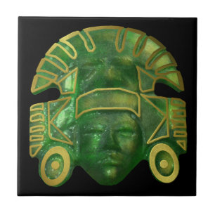 Ancient Aztec Sun Mask Tile