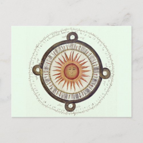 Ancient Aztec Sun Stone Calendar Postcard