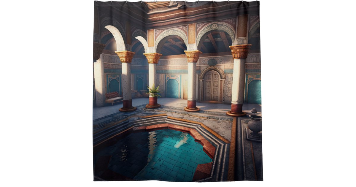 View of Ancient Bath House Collection - Byzantine Shower Curtain | Zazzle