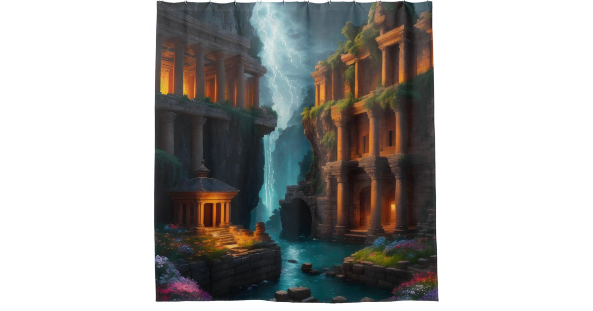 Ancient Bath House - Mythical Pools Shower Curtain | Zazzle