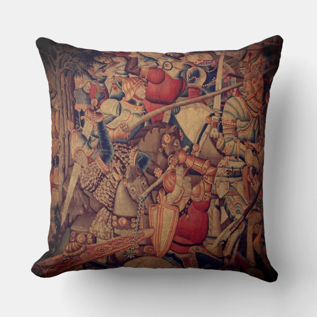Ancient Battle Tapestry Throw Pillow (Front)
