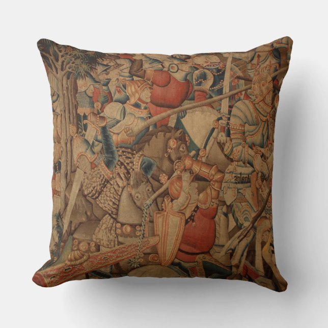 Ancient Battle Tapestry Throw Pillow (Front)