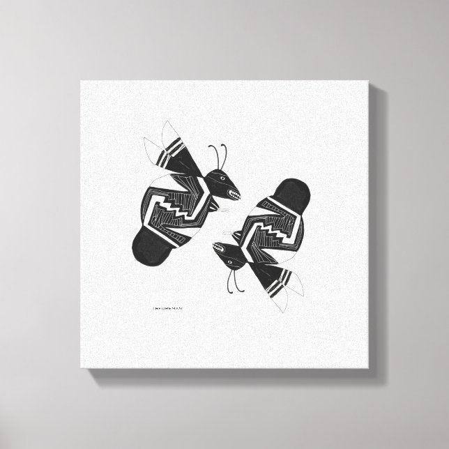 Ancient bees: ink drawing canvas print (Front)