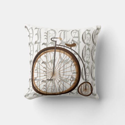 Ancient bicycle throw pillow
