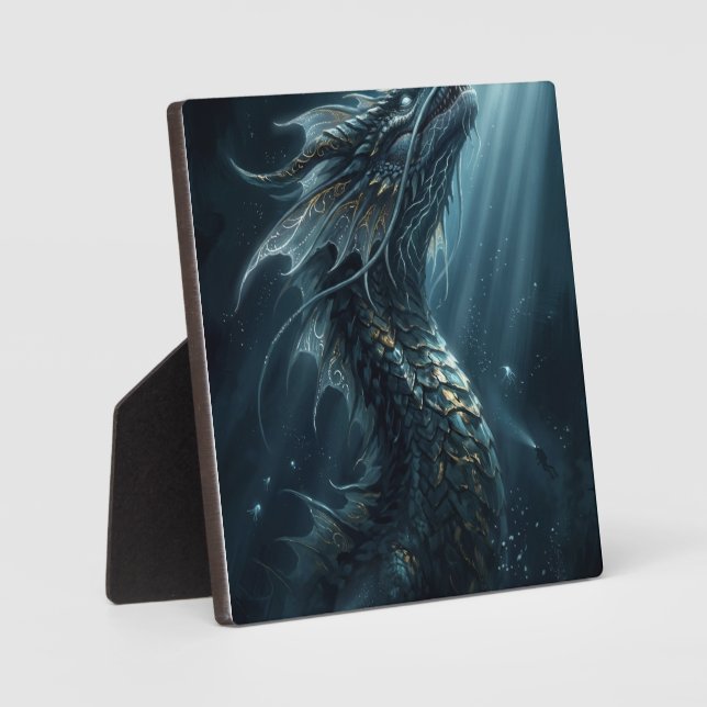 Ancient Bioluminescent Sea Dragon - Mythical Deep  Plaque (Front)