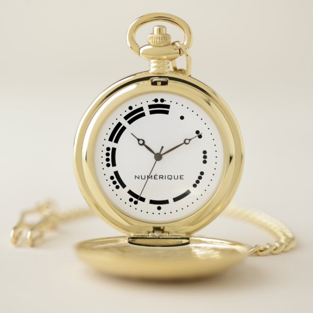 Ancient Black White Mayan Numerals Vector Art Pocket Watch (Inside)
