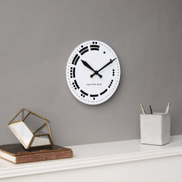 Ancient Black White Mayan Numerals Vector Art Round Clock