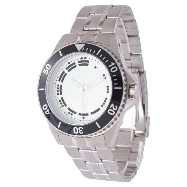 Ancient Black White Mayan Numerals Vector Art Watch (Angled)