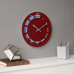 Ancient Blue Red Mayan Numerals Vector Art Large Clock