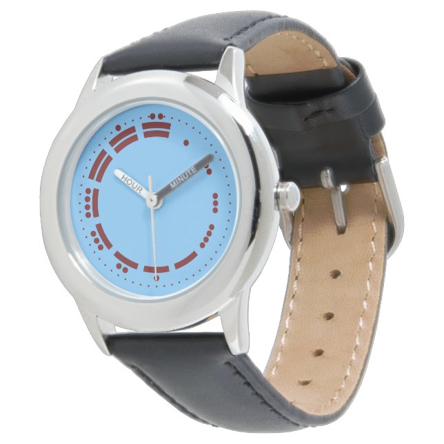Ancient Blue Red Mayan Numerals Vector Art Watch (Angled)