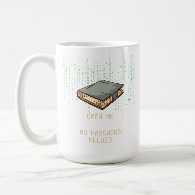Ancient Book With Binary Code Quote for Tech Geek Coffee Mug (Left)