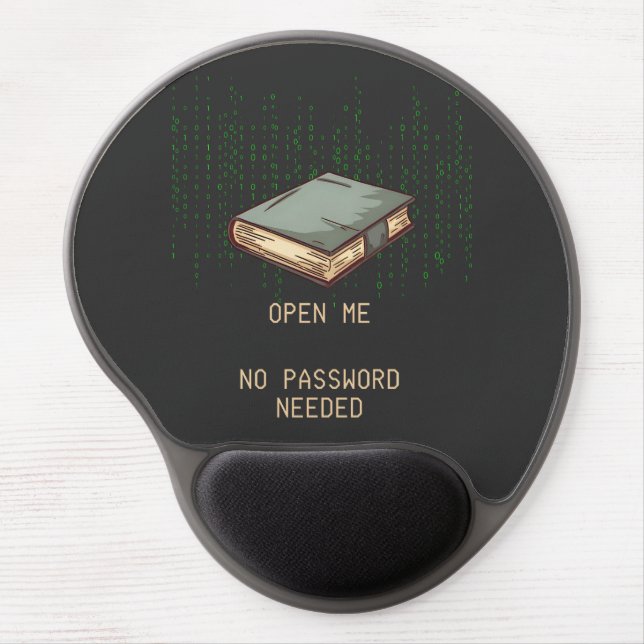 Ancient Book With Binary Code Quote for Tech Geek Gel Mouse Pad (Front)