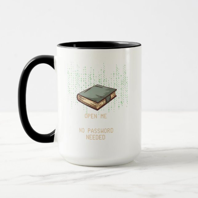 Ancient Book With Binary Code Quote for Tech Geek Mug (Left)