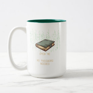 Ancient Book With Binary Code Quote for Tech Geek Two-Tone Coffee Mug