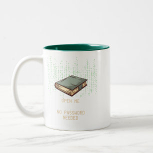 Ancient Book With Binary Code Quote for Tech Geek Two-Tone Coffee Mug