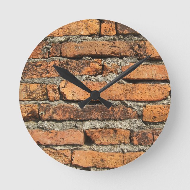 Ancient Brick Wall Round Clock (Front)