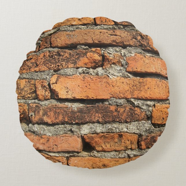 Ancient Brick Wall Round Pillow (Front)