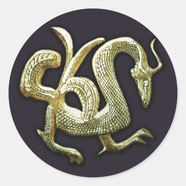 Ancient bronze chinese dragon classic round sticker (Front)