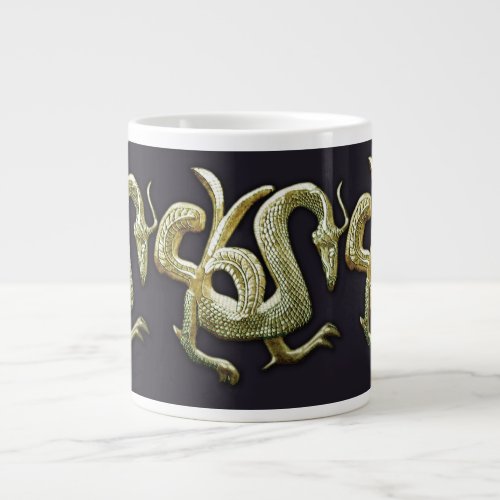 Ancient bronze chinese dragon giant coffee mug