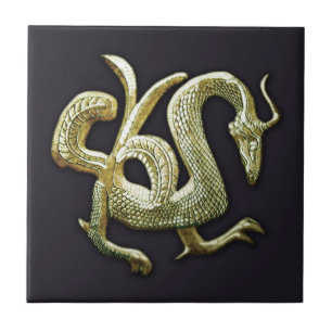 Ancient bronze chinese dragon tile