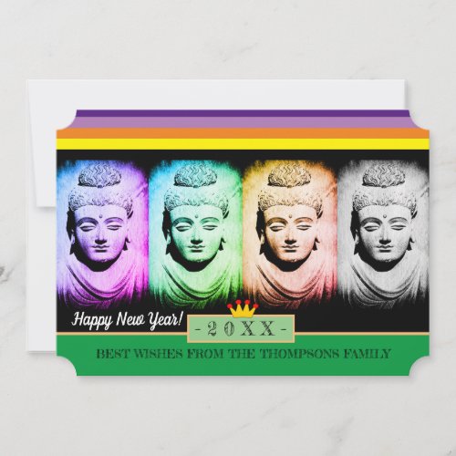 Ancient Buddha Rainbow  Happy New Year Card
