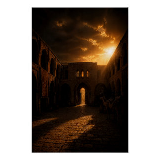 Ancient Caravanserai Sunset Poster