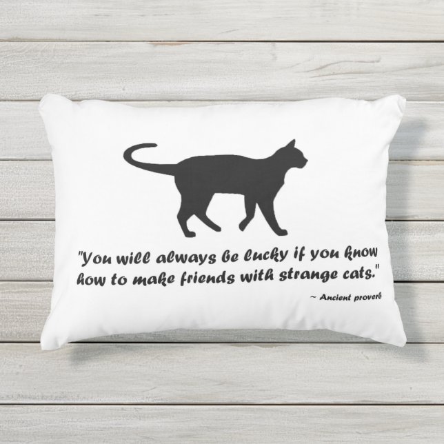 Ancient Cat Proverb Outdoor Pillow (Front)