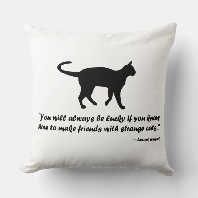 Ancient Cat Proverb Throw Pillow (Front)
