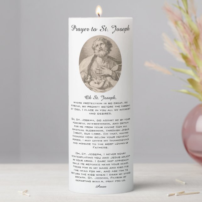 Ancient Catholic Prayer to St. Joseph Pillar Candle (In Situ)