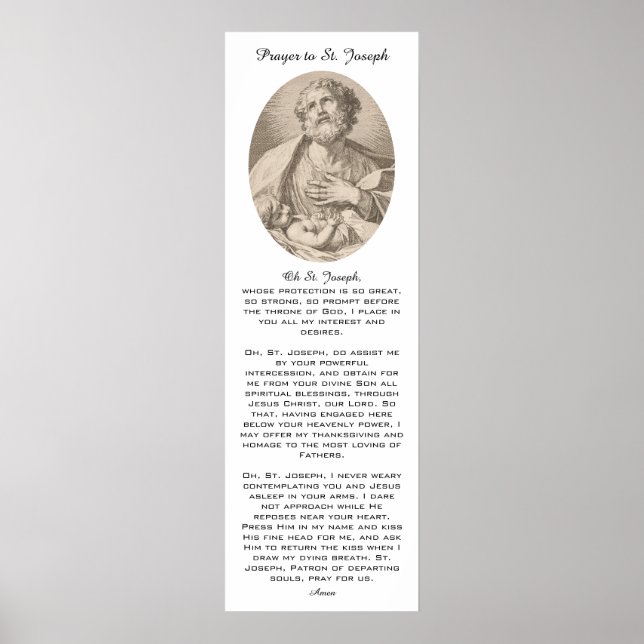 Ancient Catholic Prayer to St. Joseph Poster (Front)