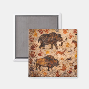 Ancient cave art make your mark stone mural magnet