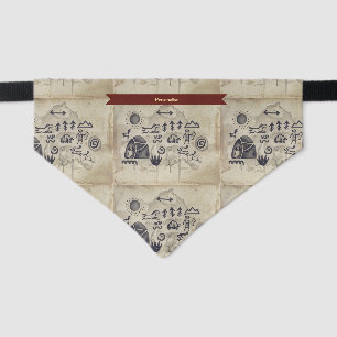 Ancient Caveman Drawings Unique Tribal Dog Cat Pet Bandana Collar