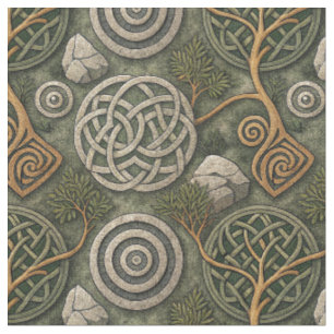 Ancient Celtic Knot & Stone Scottish Pattern Art Fabric