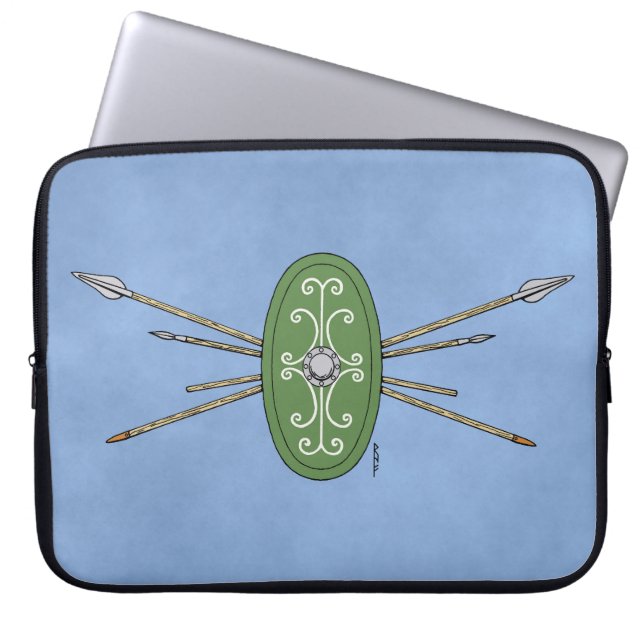 Ancient Celtic Shield and Spears Laptop Sleeve (Front)