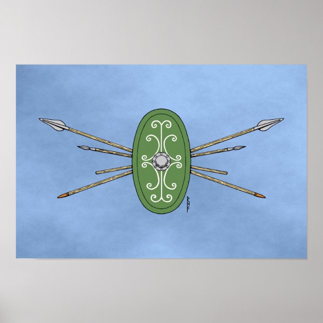 Ancient Celtic Shield and Spears Poster (Front)