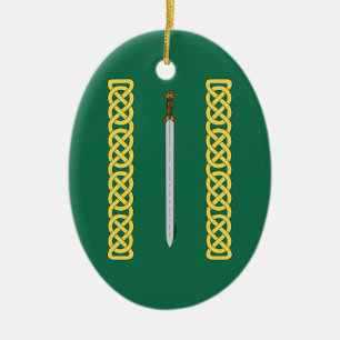 Ancient Celtic Sword and Knotwork Ceramic Ornament