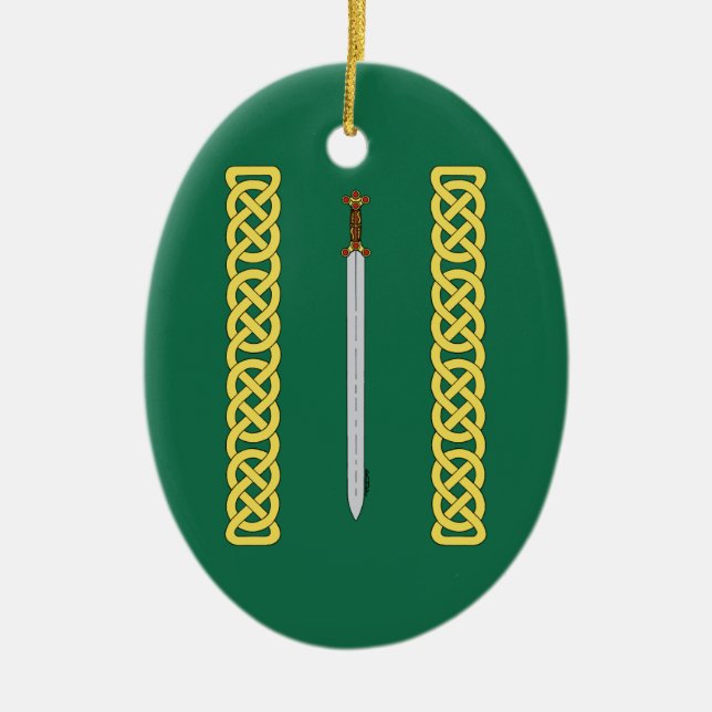 Ancient Celtic Sword and Knotwork Ceramic Ornament (Front)