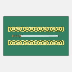 Ancient Celtic Sword and Knotwork Rectangular Sticker
