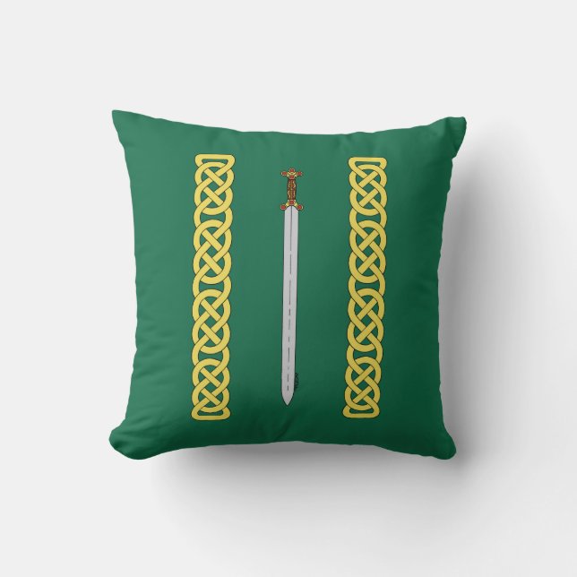 Ancient Celtic Sword and Knotwork Throw Pillow (Front)