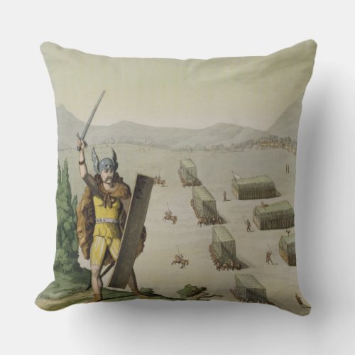 Ancient Celts or Gauls in Battle c1800_18 colou Throw Pillow