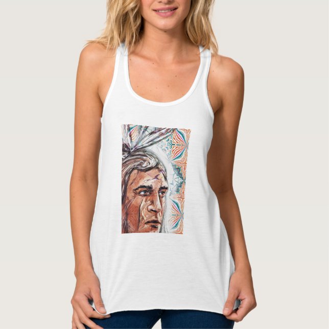 Ancient chieftan and fractal pattern tank top (Front)